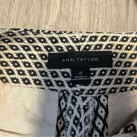 Ann Taylor Textured geometric pattern Devin Cropped Straight legs Pants size 2 - Picture 7 of 8